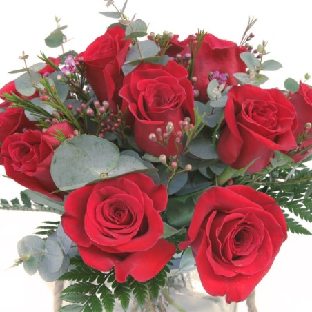 Bouquet de Rosas San Valentín en base de cristal