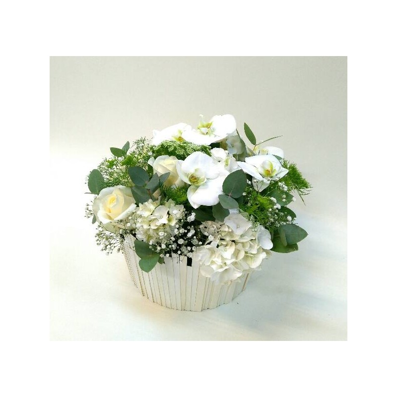 Arreglo de flores con base decorativa Dulzura Arreglo de flores con base decorativa Dulzura